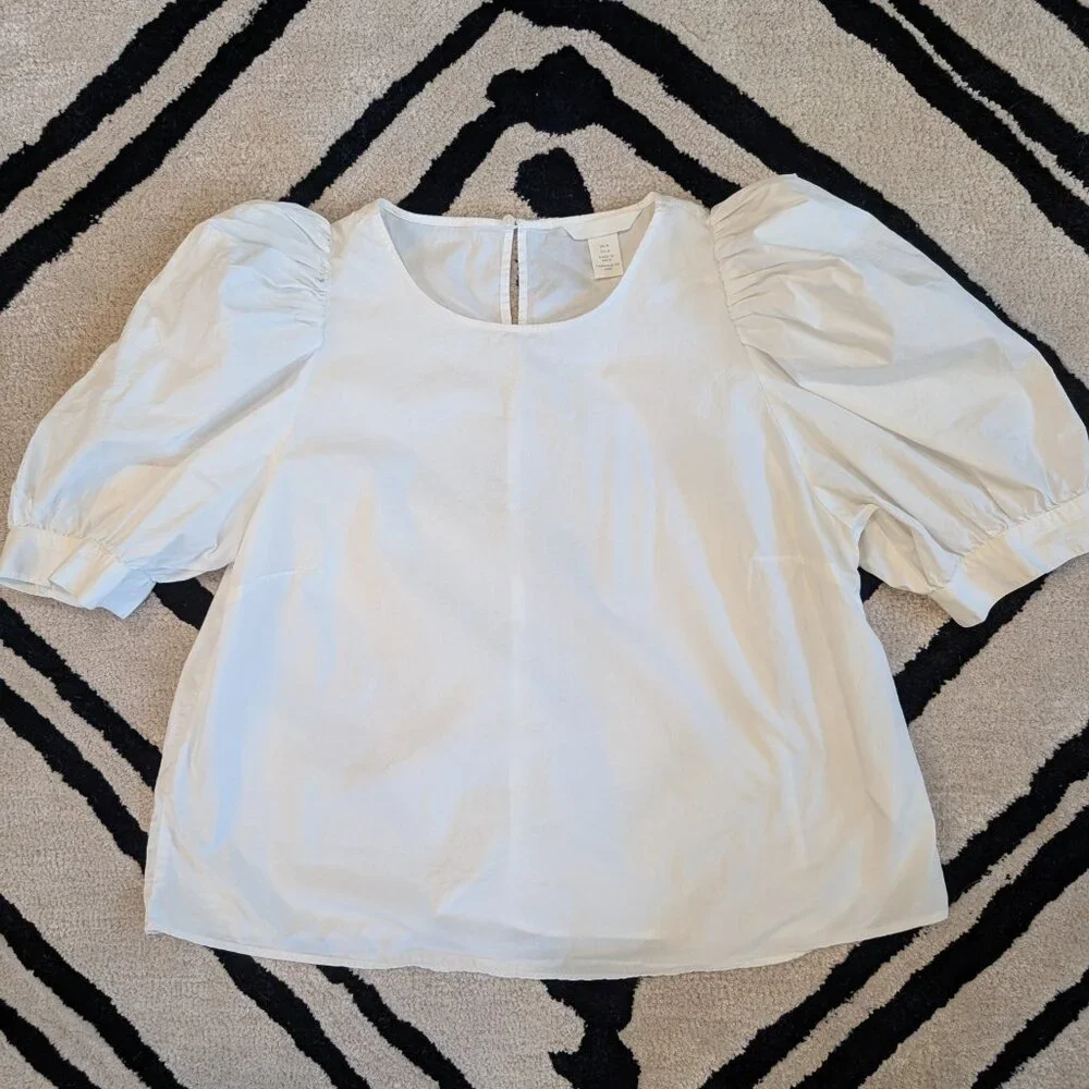 H&M 100% Cotton Size M puff sleeves girlhoodcore boho cottagecore - Picture 2 of 6